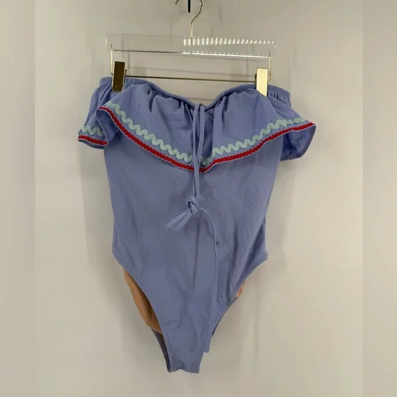 J CREW Ruffle underwire one-piece swimsuit in piqué nylon with rickrack trim 10 - Picture 3 of 7